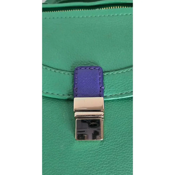 Botkier Leon Square Satchel Crossbody Leather Handbag Purse Green Blue Tab - Picture 8 of 13
